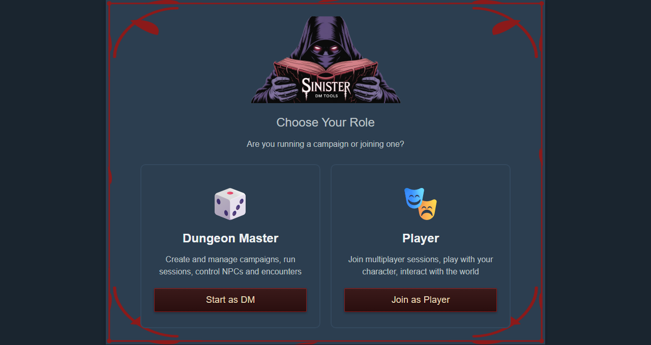 Screenshot: DM Role Selection